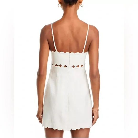 NWT $380 LoveShackFancy Sydow White Scalloped Linen Mini Dress Sz 2 - Picture 3 of 16